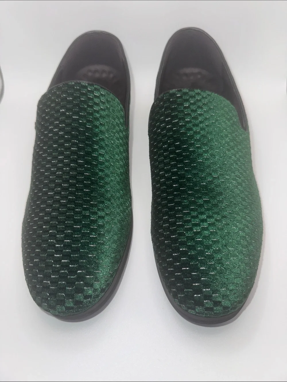 Men’s Green Velvet Smoking Loafers Size 43 EU Dress Slip On Shoes